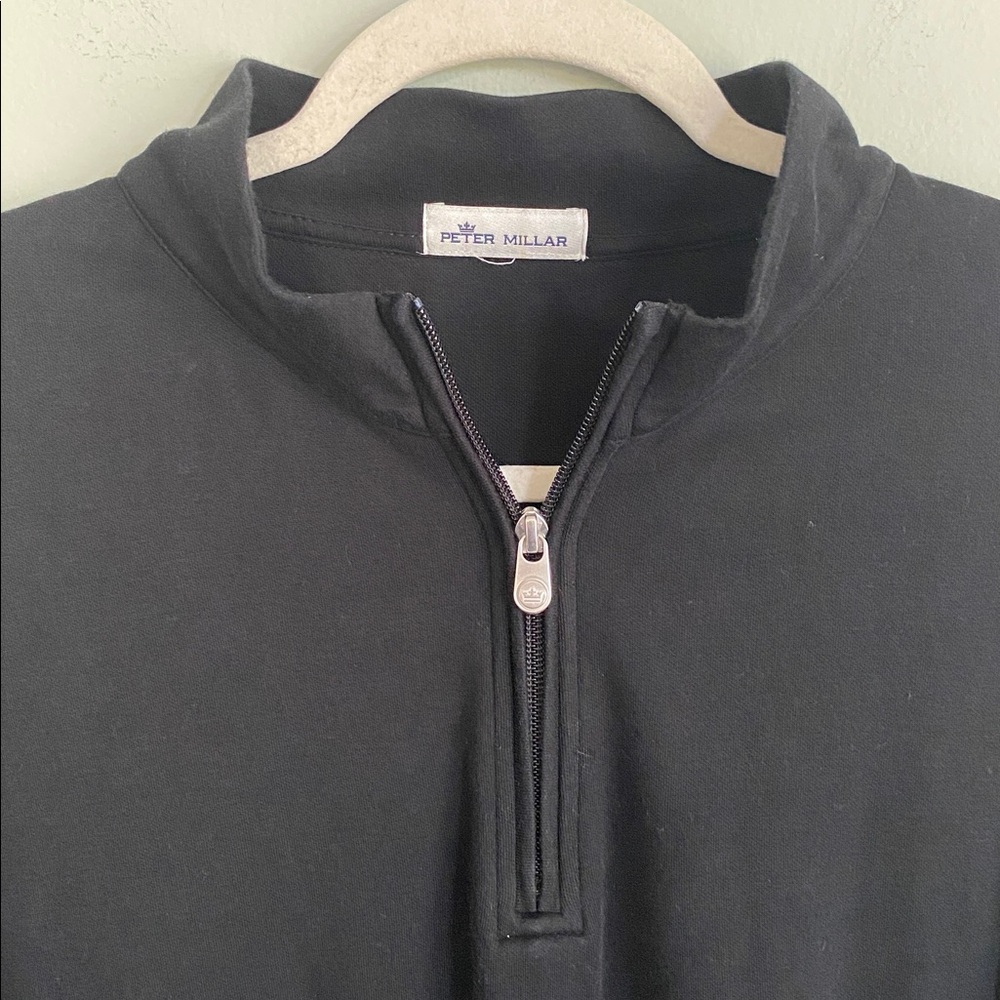 Peter Millar Men's Black quarter Zip Sweater Size Large - Picture 2 of 8
